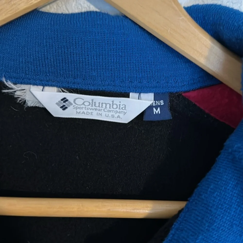 Vintage Columbia Fleece Jacket Men's Medium Black Pink Blue‎ Colorblock Full Zip
